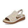 Rieker Knitted Wedge Slingback Sandal - Cream Combi